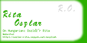 rita oszlar business card